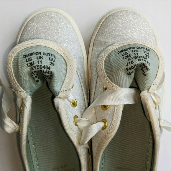 Kate Spade Keds 12 Girls Champion Silver & Gold Glitter Sneakers - Picture 4 of 7